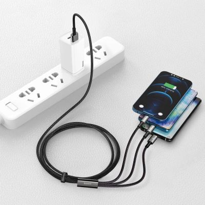 11. Baseus Tungsten 3in1 USB-Kabel - USB Typ C / Lightning / Micro-USB 3,5 A 1,5 m schwarz (CAMLTWJ-01)