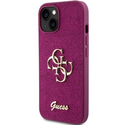 2. Guess Glitter Script Big 4G Hülle für iPhone 15 – Lila