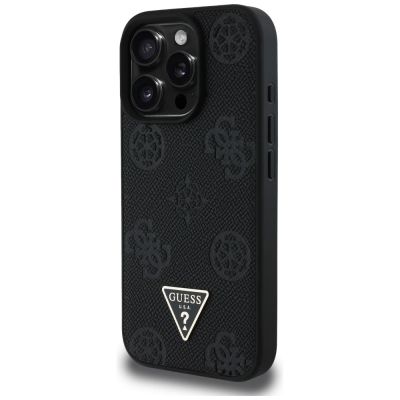 2. Guess Grained Hot Stamp Peony Triangle Logo MagSafe Case für iPhone 16 Pro - Schwarz