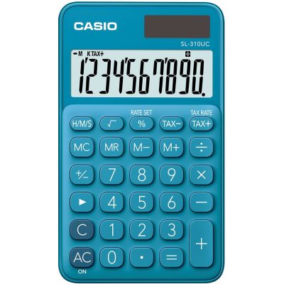 CASIO Taschenrechner SL-310UC-BU Blau, 10-stellige Digitalanzeige
