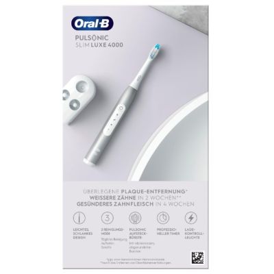 5. Oral-B Pulsonic Slim Luxe 4000 Ultraschallzahnbürste – Tägliche Pflege – Sensitiv – für weiße Zähne – 62.000 Bewegungen pro Minute – Platin – 2 Min.