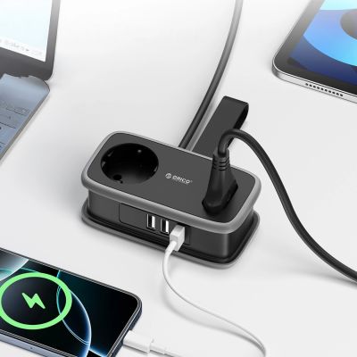 7. Orico AP3 65W GaN 6-in-1 Steckdosenleiste (2x Netzanschluss + 2x USB-A + 2x USB-C) – Schwarz