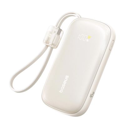 Baseus EnerFill FC21 Qpow 3 Ultra 10000mAh 45W Powerbank mit Digitalanzeige und abnehmbarem USB-C-/ Lightning Kabel – Titan