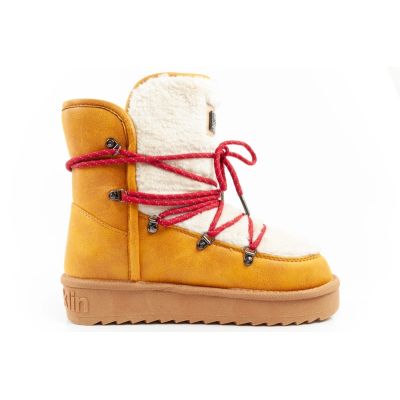 13. D.Franklin Damen Winter-Schneestiefel, modisches Fellfutter, Senffarbe