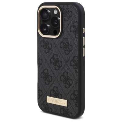 2. Guess 4G Logo Plate MagSafe-Hülle für iPhone 16 Pro – Schwarz