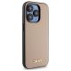4. DKNY MagSafe iPhone 15 Pro Max Hülle mit genarbtem Metalllogo – Beige