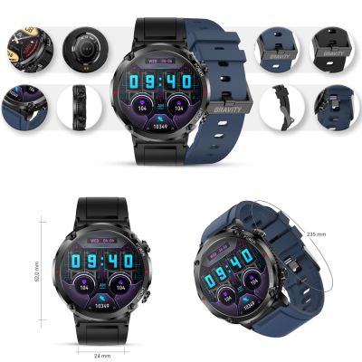 11. Gravity GT21-5 Smartwatch + marineblaues Silikonarmband