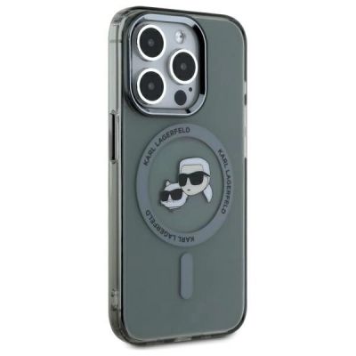 4. Karl Lagerfeld KLHMP15XHLSKCK iPhone 15 Pro Max 6,7" schwarz/schwarzes Hardcase IML Metal Karl&Choupette Head MagSafe