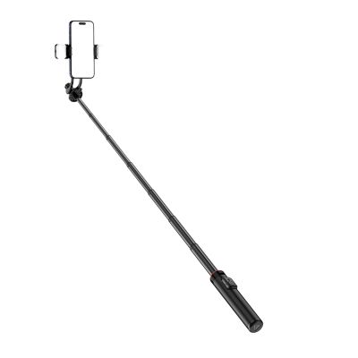 4. Selfie Stick WC12YDS Teleskopstativ 1,3 m aus Aluminiumlegierung mit Dual-Licht und Telefonhalter – Schwarz