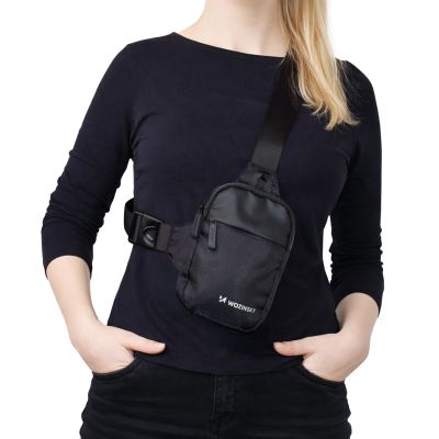 8. Wozinsky WMS-W1 Mini-Schultertasche, wasserdicht, zwei Fächer, für Unisex-Handys – Schwarz