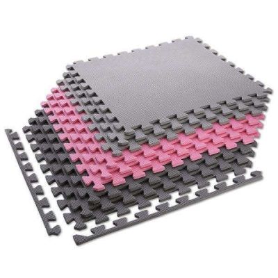 6. Multipack One Fitness MP10 Puzzlematte rosa und grau 9 Stück 10 mm