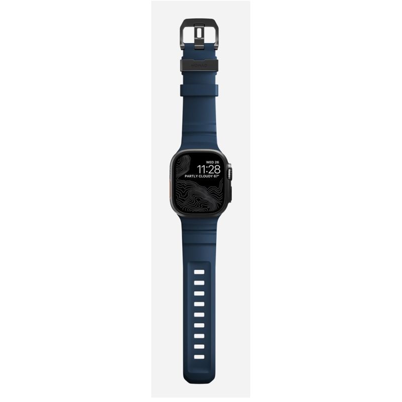 5. Nomad Rocky Point Armband, schwarzes Leder, Titan