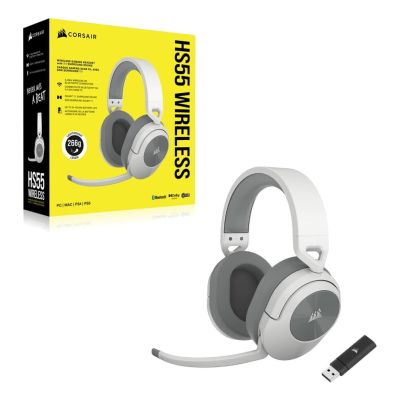 6. Corsair HS55 Kabelloses Bluetooth-Headset mit Kopfbügel, Gaming, Weiß