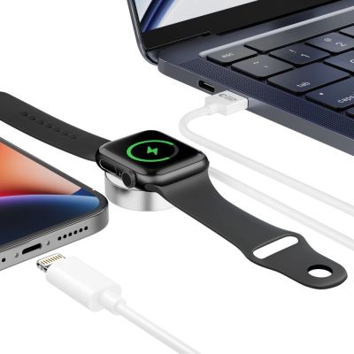 4. Tech-Protect UltraBoost 2in1 magnetisches Ladegerät mit USB-C/ Lightning -Kabeln für Apple Watch 1,5 m – Weiß