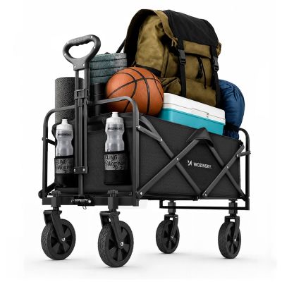 Wozinsky WZP-80 Strand-, Touristen- und Gartenwagen, robust, breite Räder, bis 80 kg - schwarz