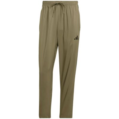 2. adidas Essentials 3-Streifen Stanford Herrenhose mit offenem Saum, Olivgrün, JE6401