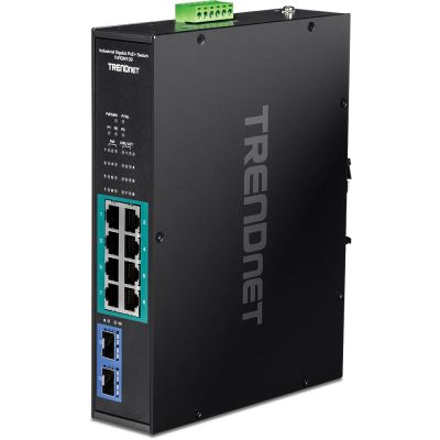 TRENDnet 10-Port Industrie-Switch. Gigabit PoE+ DIN-Schienen-Switch -20/+65°C