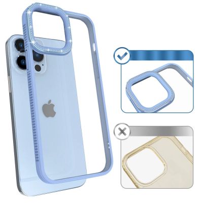 6. Kingxbar Sparkle Series Hülle iPhone 13 Pro mit blauer Kristallrückseite