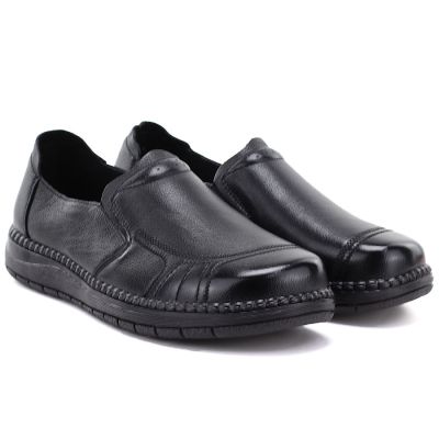 4. Bequeme Damen-Slipper aus Leder, schwarz, Vinceza 107241