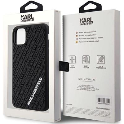 8. Karl Lagerfeld KLHCN613DMKRLK iPhone 11 / Xr 6,1" schwarz/schwarzes Hardcase 3D Rubber Multi Logo