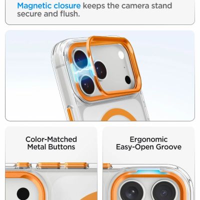 7. Spigen Ultra Hybrid Optik S MagSafe Hülle für iPhone 18 Pro Max / 17 Pro Max – Transparentes Orange