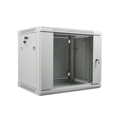Lanberg WF01-6409-10S einteiliger Schrank (9 HE; 500 mm / 600 mm / 450 mm; Wandmontage; Glas; 19 Zoll; grau)