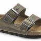 2. Birkenstock Arizona Soft Footbed Oiled Leather Narrow Faded Khaki Slides für schmale Füße (1019377)