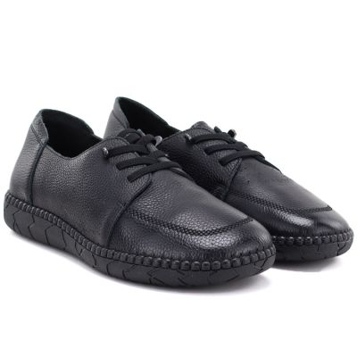 4. Jezzi JH01-1 bequeme schwarze Damen-Lederschuhe