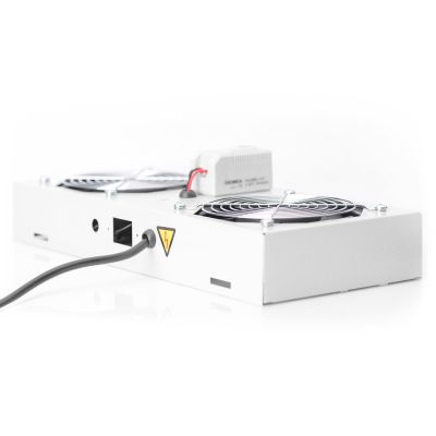 11. DIGITUS Lüftungspanel für 19"-Wandschränke, 2 Lüfter, Thermostat, grau