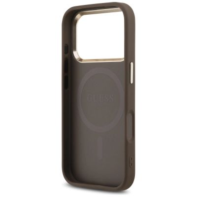 7. Guess 4G Triangle Logo MagSafe Case für iPhone 17 Pro - Braun und Gold
