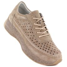 Damen-Lederschuhe mit durchbrochenem Muster, hellbraun, Sergio Leone SP013