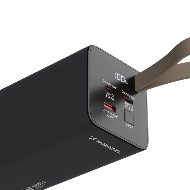 3. Powerbank Wozinsky K65+ 65W 30000mAh 2x USB-C, 1x USB-A 65W - grau