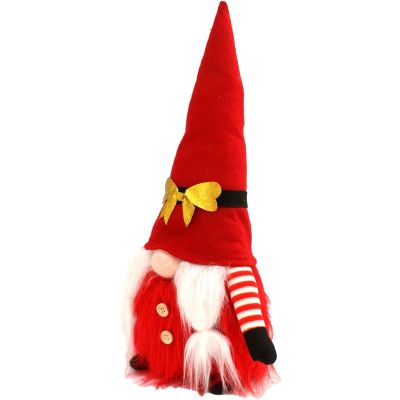 7. Dekorativer Weihnachtsmann-Gnom 40 cm mit goldener Schleife