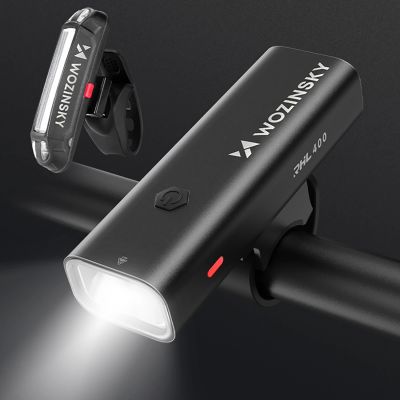 7. Wozinsky WSBLB2 USB-C Fahrradlicht-Set vorne (400 lm) und hinten, Schwarz