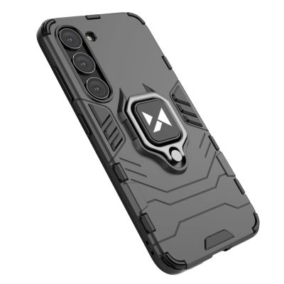 13. Wozinsky Ring Armor Hülle für Samsung Galaxy S23+ gepanzerte Hülle magnetischer Haltering schwarz