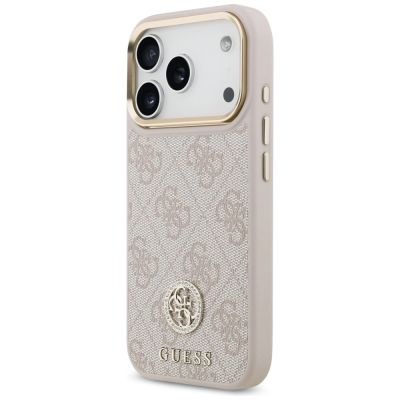 2. Guess 4G Strass Logo & Big Strap Metal Buttons MagSafe Case für iPhone 17 Pro - Pink