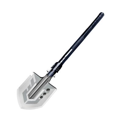 2. Wozinsky WSS-211 Überlebens- und Bushcraft-Schaufel, Multifunktionsmesser, Brecheisen, Feuersteinpfeife, Harpune, 21-in-1 - grau