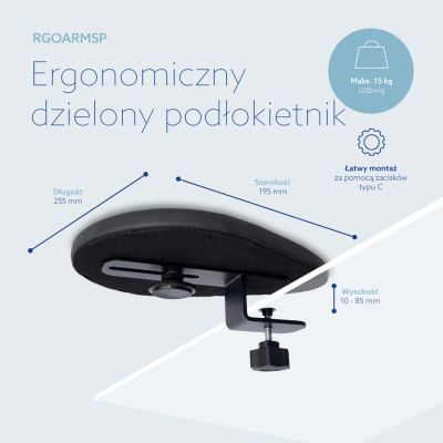 35. Ergonomische Armlehne SPLIT/BLACK RGOARMSP R-GO TOOLS