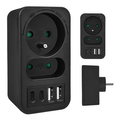 8. MACLEAN Steckdosenleiste x2 + 4xUSB, Verteiler mit 2 Steckdosen, 2xUSB-A, 2xUSB-C PD 20W, 1x16A + 1x6A MCE249 F/B