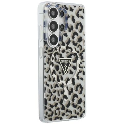 4. Guess IML Leopard Print Dreieckige MagSafe Hülle für Samsung Galaxy S26 Ultra - Schwarz