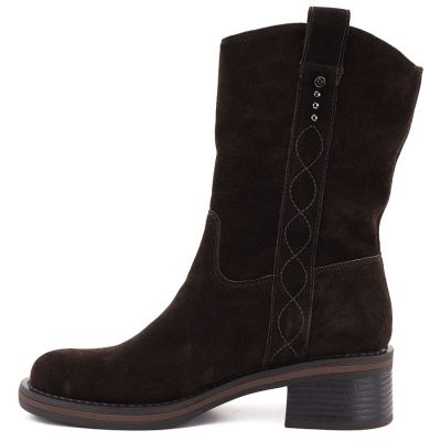 3. Damen-Ankle-Boots aus Leder, Cowboy-Stiefel, Wildleder, Schokoladenbraun, Big Star UU274607
