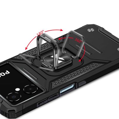 5. Wozinsky Ring Armor Hülle für Samsung Galaxy A03 gepanzerte Hülle magnetischer Haltering schwarz