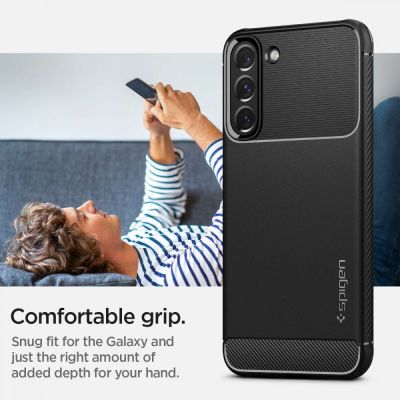 8. Spigen Rugged Armor Hülle für Samsung Galaxy S22 – Mattschwarz