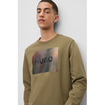 5. Hugo Boss Herren Baumwolljersey Sweatshirt mit Print, Grün (50488906-345)