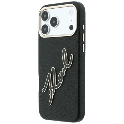 2. Karl Lagerfeld Schutzhülle mit großem, glattem Harz-Logo für iPhone 18 Pro Max / 17 Pro Max – Schwarz