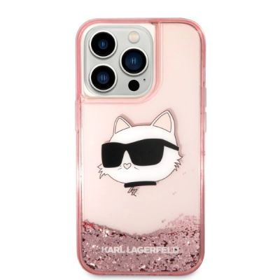 3. Karl Lagerfeld KLHCP14LLNCHCP iPhone 14 Pro 6.1" Pink/Pink Hardcase Glitter Choupette Head