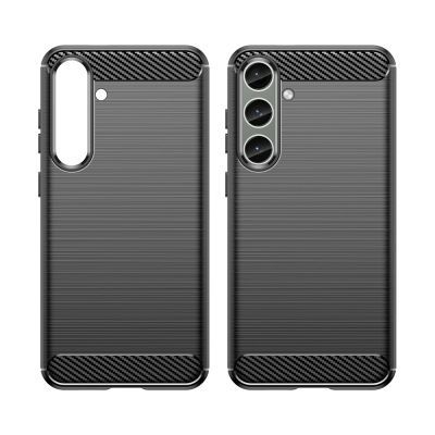 7. Hülle für Carbon Case Samsung Galaxy S24+ flexible Silikon-Carbon-Hülle - Schwarz