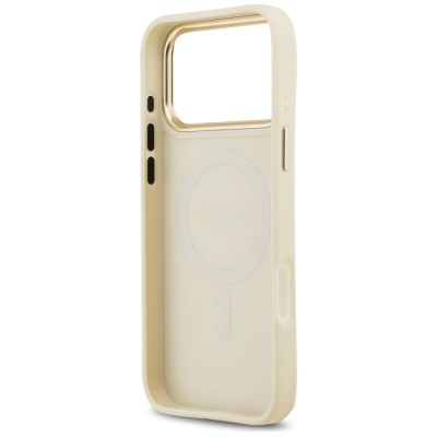 7. Guess Grained Strass Logo MagSafe Hülle für iPhone 17 Pro Max - Beige