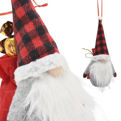 7. Dekorativer Weihnachtsmann-Gnom/Elfe mit Geschenktüte, 20 cm