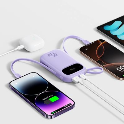 5. Baseus EnerFill FC31 20000mAh 45W Powerbank mit Display, USB-C- und Lightning Kabeln – Lila
